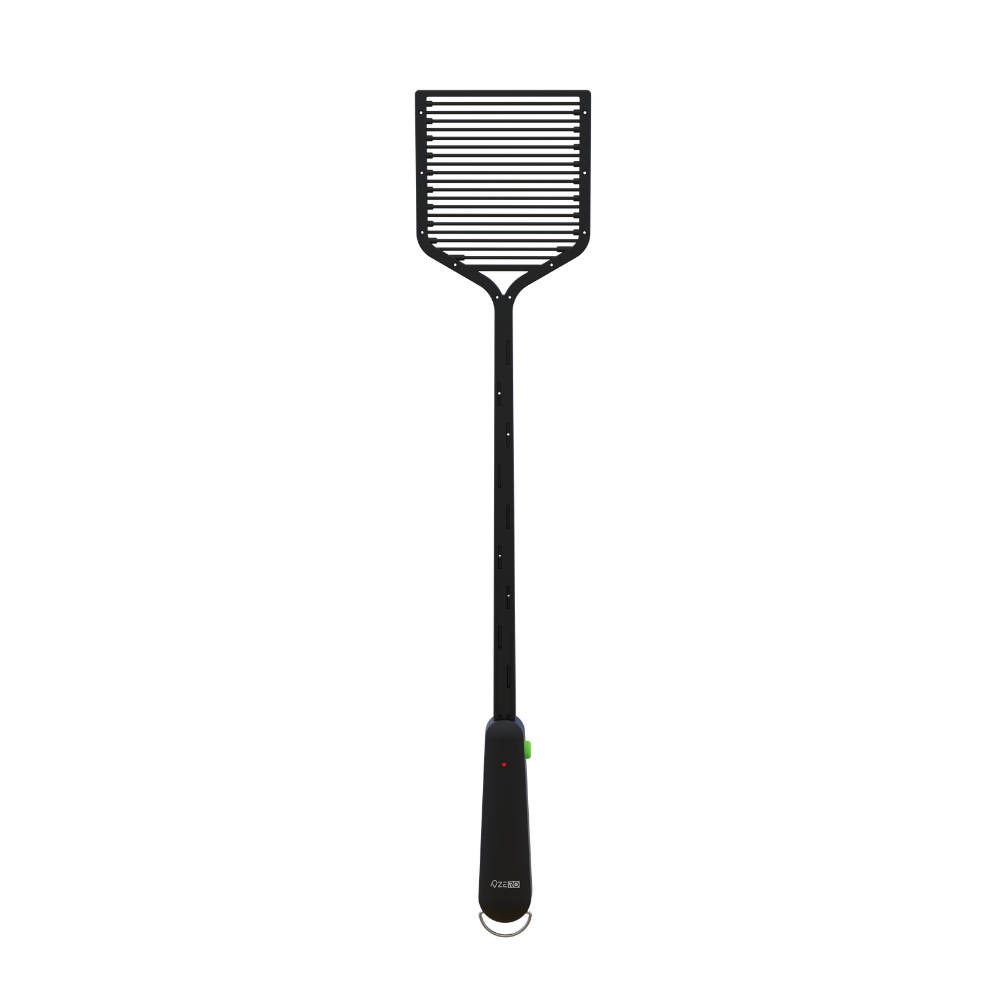 The ZAPPER+ fly swatter shown full length, weighing 97 grams